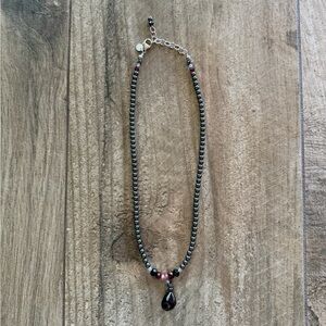 Emily Ray Black Beaded Necklace with Pendant